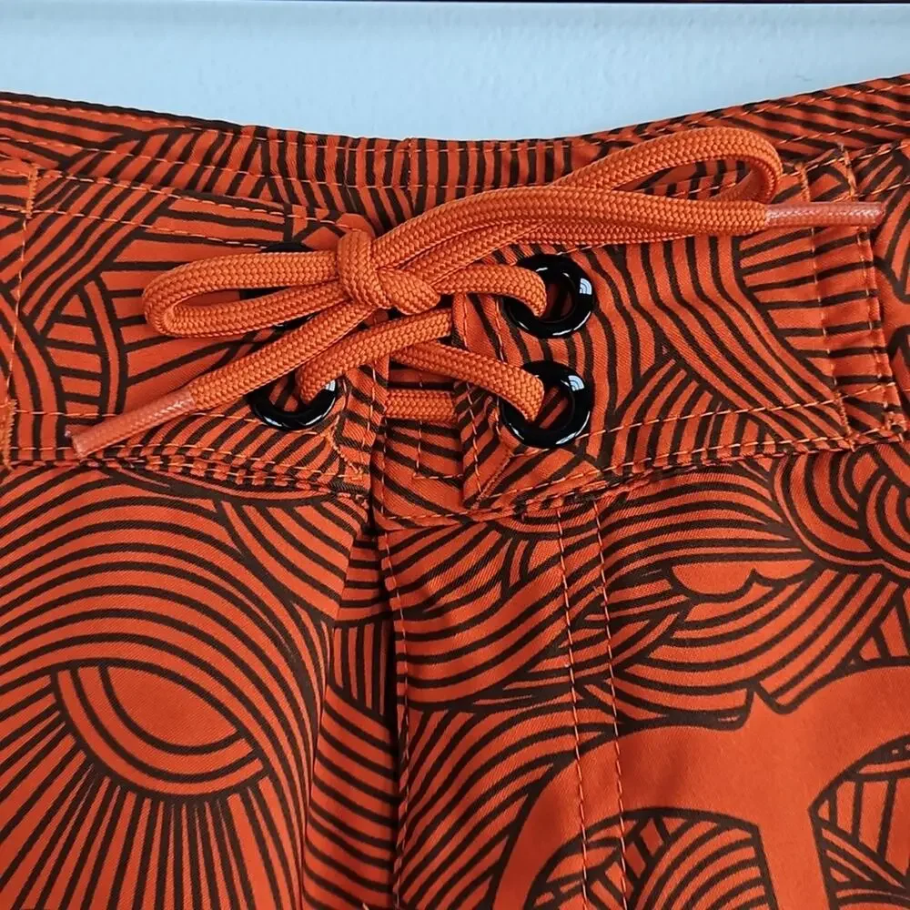The North Face Board Shorts Swim Trunks Orange Anchors Waves Print‎ | Men's 32